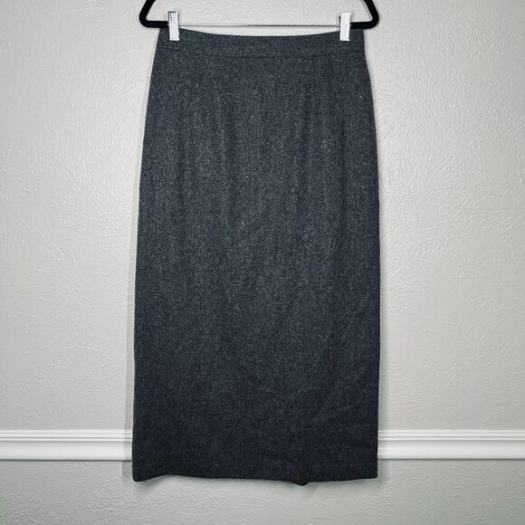 Vintage Sag Harbor Gray Wool Blend Midi Y2K Pencil Skirt Sz. 14 - Picture 1 of 12